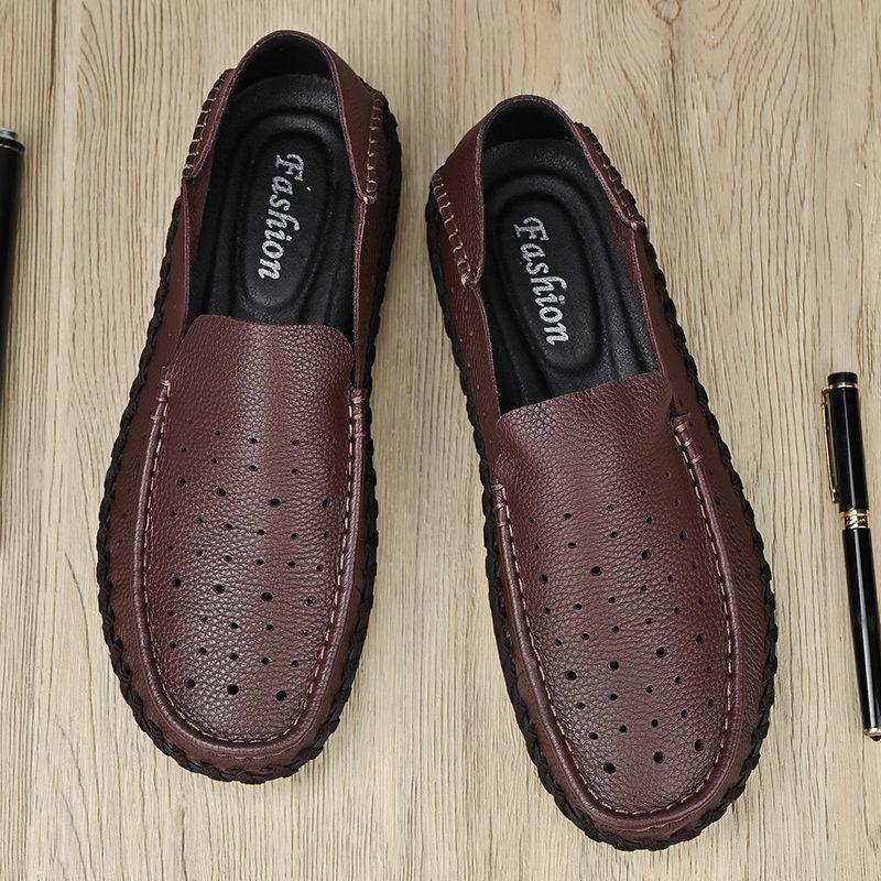Wide Head Leather Shoes Men's Wide Soles and High Instep One Pedal 45 Father's 46 Summer 47 Fattened and Enlarged 48 Soft Leather