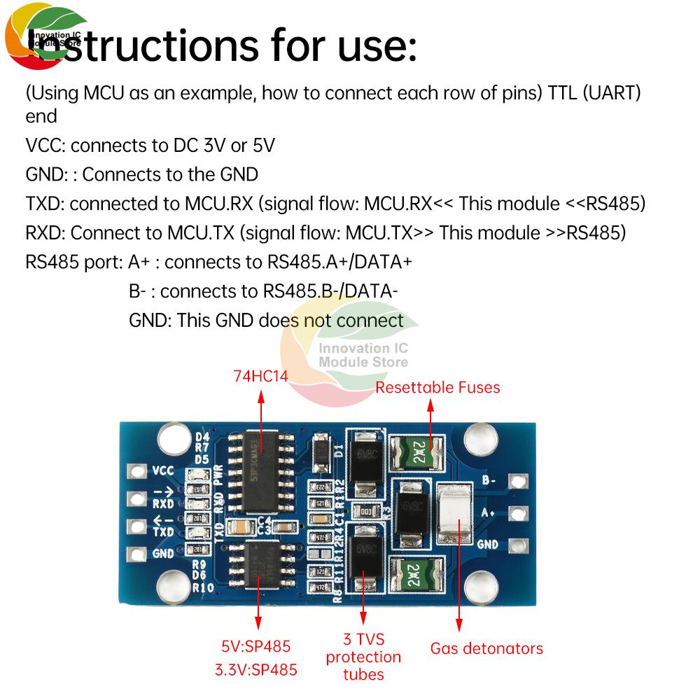 FOR MCU ARM FPGA Arduino Auto Flow Control TTL To RS485 Conversion Module Level Conversion DC 3.3V 5V TTL Serial Port RS485