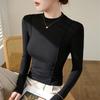 2026 Autumn/Winter Women's High-Elasticity Half-High Neck Long-Sleeve T-Shirt - Advanced Design and Skin-Friendly