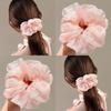 Premium Pink Mesh Scrunchies for Women - Stylish Hair Ties & Ponytail Accessories