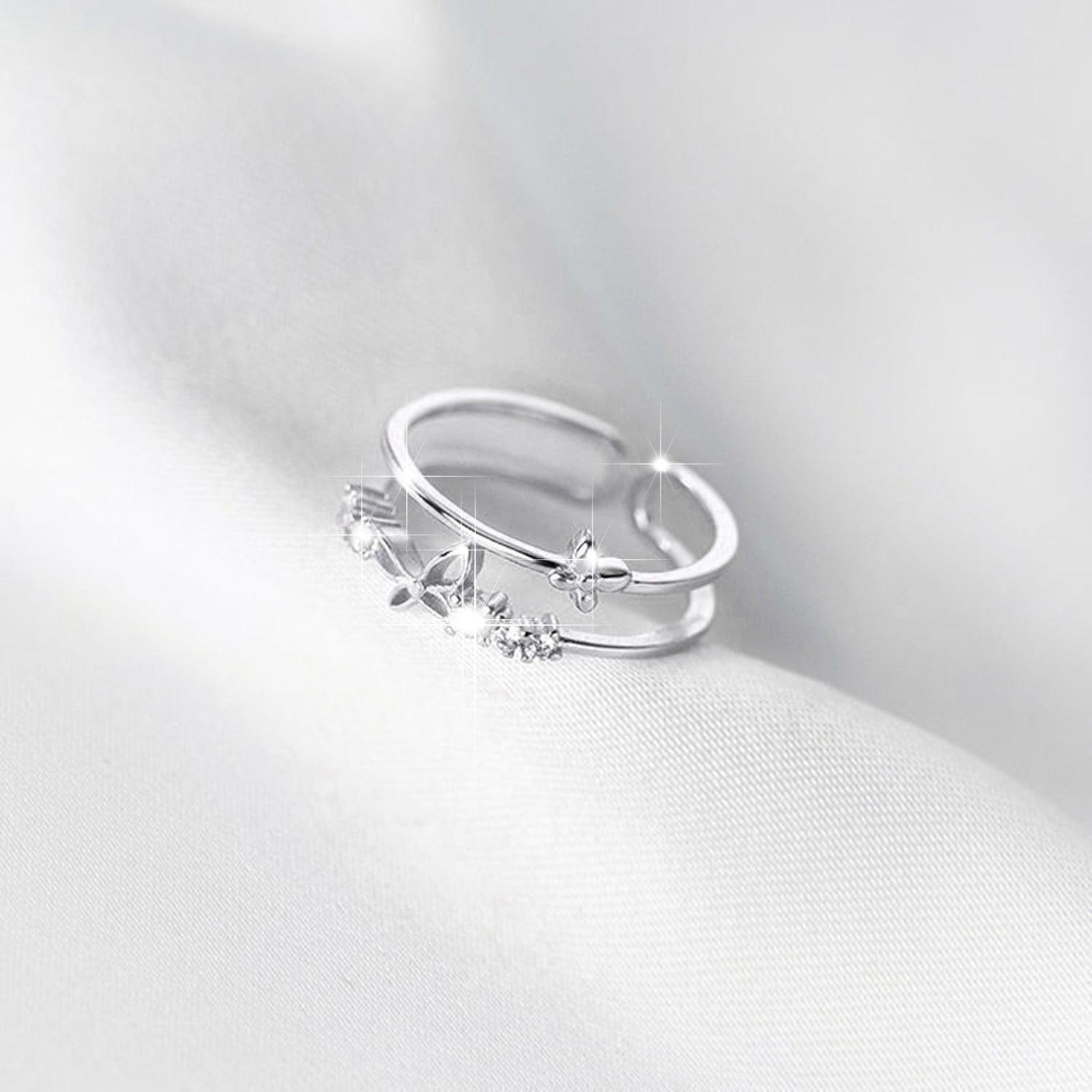 

Women s Small Fresh Diamond Butterfly Finger Ring With Adjustable Opening One Size срібний