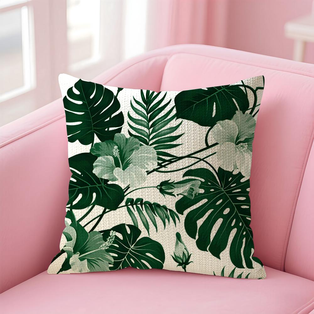 Palm Leaves Fashion Cushion Cover Natural Linen Pillow Case DoubleSided Print Decorative Sofa Pillowcase Home Decor Gift