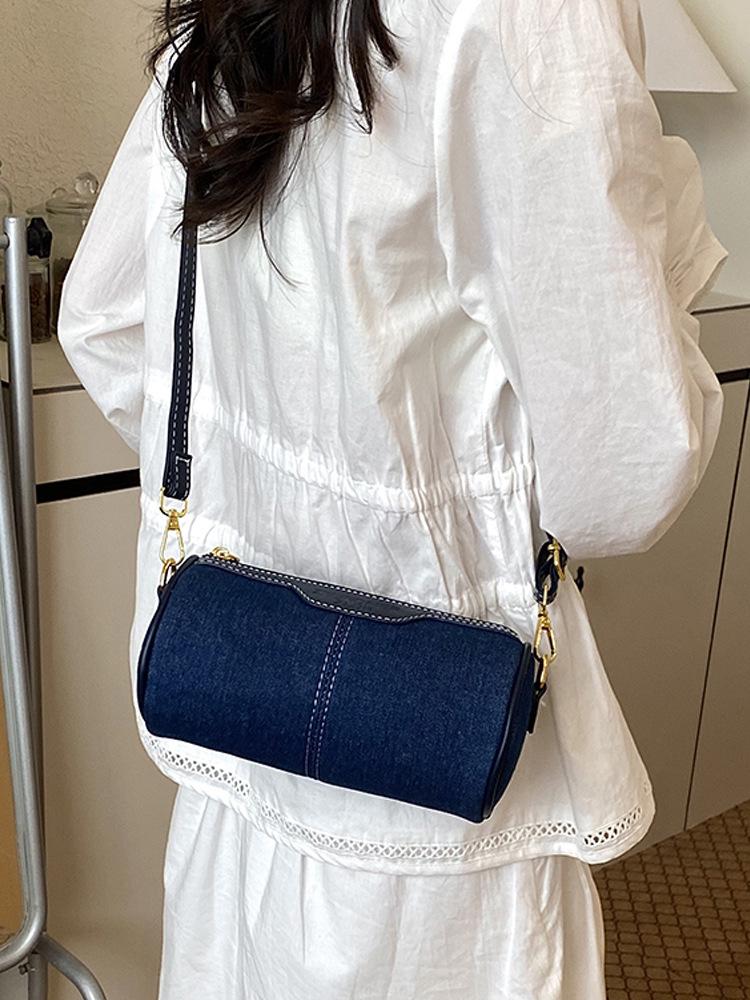 Women's 2026 Versatile Denim Cylinder Bag - Crossbody & Single-Shoulder
