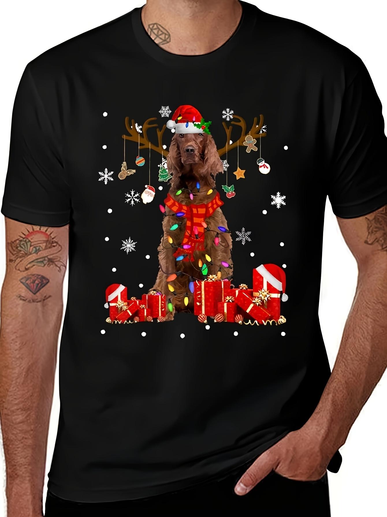 T-Shirt y2k Irish Setter Dog Reindeer Black S