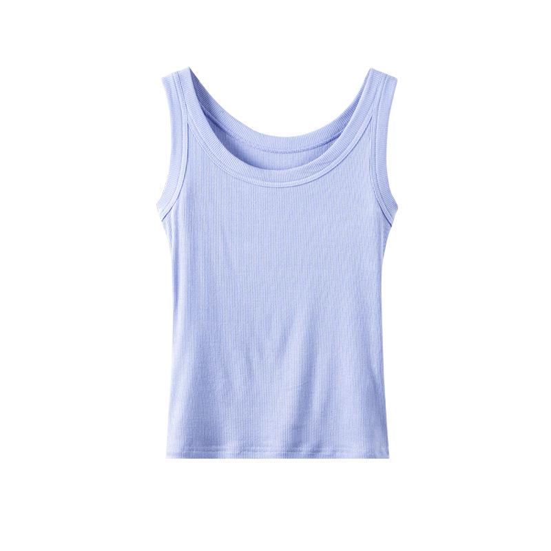 Women's Ribbed Sleeveless Anti-Light Tank Top - Summer Slim Fit Innerwear Camisole