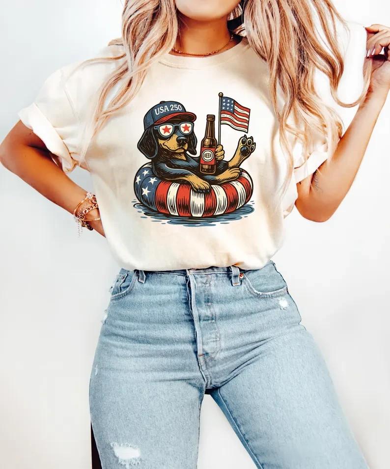 

250th Anniversary Shirt Dog Lover Shirt Patriotic Dog Gift Unisex T-Shirt L