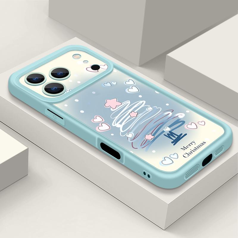 Shockproof Soft TPU Silicone Phone Cover Funda For iPhone 17 Air 16e 16 15 14 Pro Max 13 17 Pro Max 17 Pro 17 Air Blue Christmas Tree Pattern Case