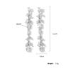 ZAKOL Fashion Long Wheatear Tassel Dangle Earrings for Women Shiny Cubic Zirconia Charm Wedding Party Jewelry Accessories