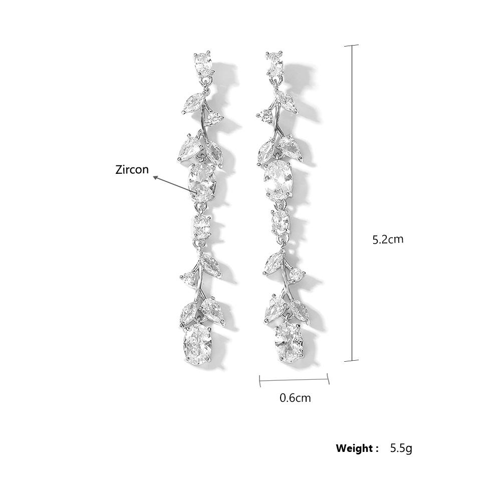 ZAKOL Fashion Long Wheatear Tassel Dangle Earrings for Women Shiny Cubic Zirconia Charm Wedding Party Jewelry Accessories