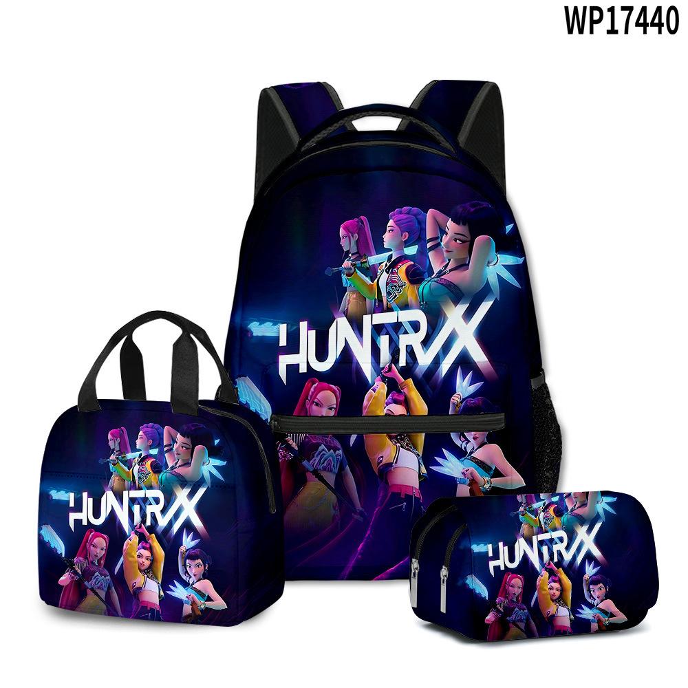 3D Movie K-Pop Demon Hunter Girl Group School Bag Backpack Lunch Bag Pencil Case Three-Piece Set