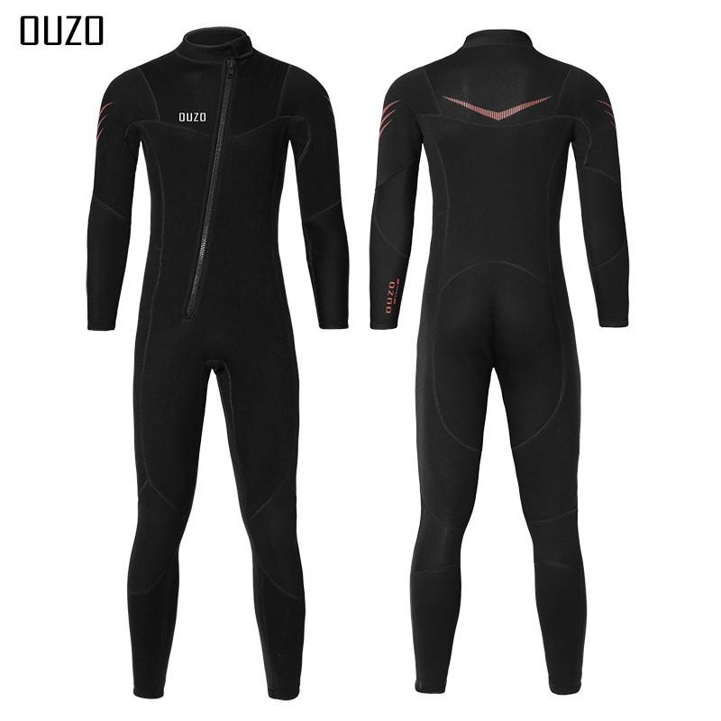 OUZO 3mm Wetsuit Men s Long-sleeved One-piece Thick Cold-proof Warm Snorkeling Surfing Suit Swimsuit 3XL