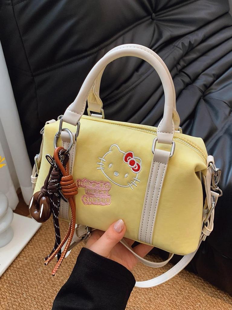 2025 Women's Cross-border Leather Boston Bag: Fashionable Cartoon Handbag & Single Shoulder Crossbody Bag