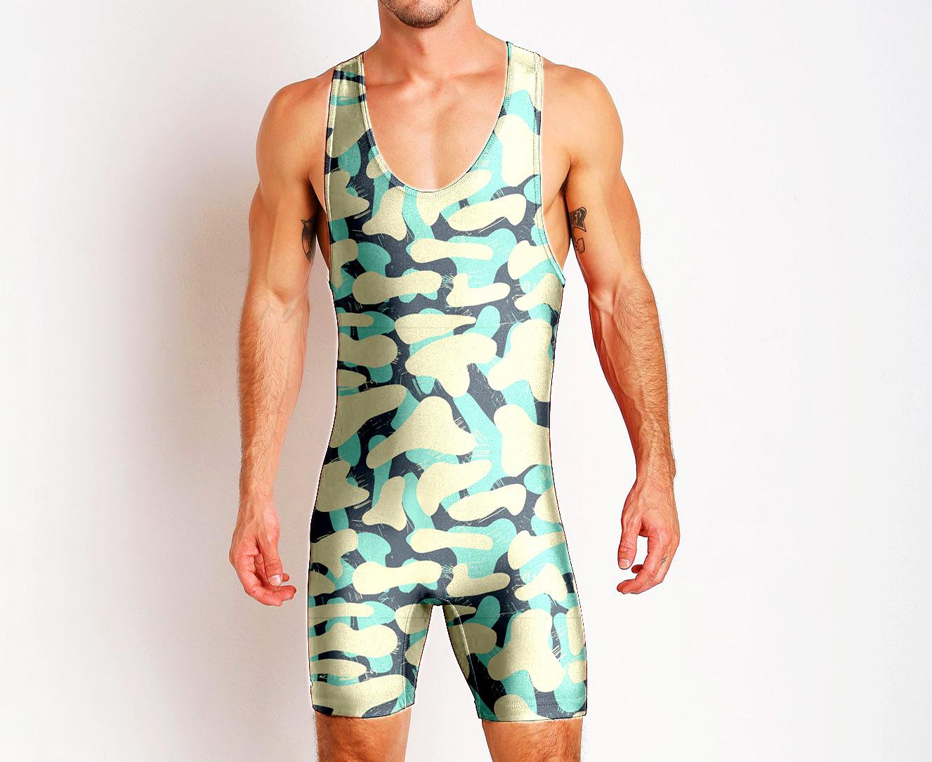 Wrestling suit: Wrestling suit, one-piece swimsuit, men s fitness suit, sweat-absorbent, lightweight weightlifting training wear S