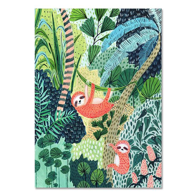 Tropical Colorful Girl Car Flower Koala Leopard Wall Art Malba na plátně Plakáty a obrazy Nástěnné obrazy pro dekoraci obývacího pokoje Bez rámu