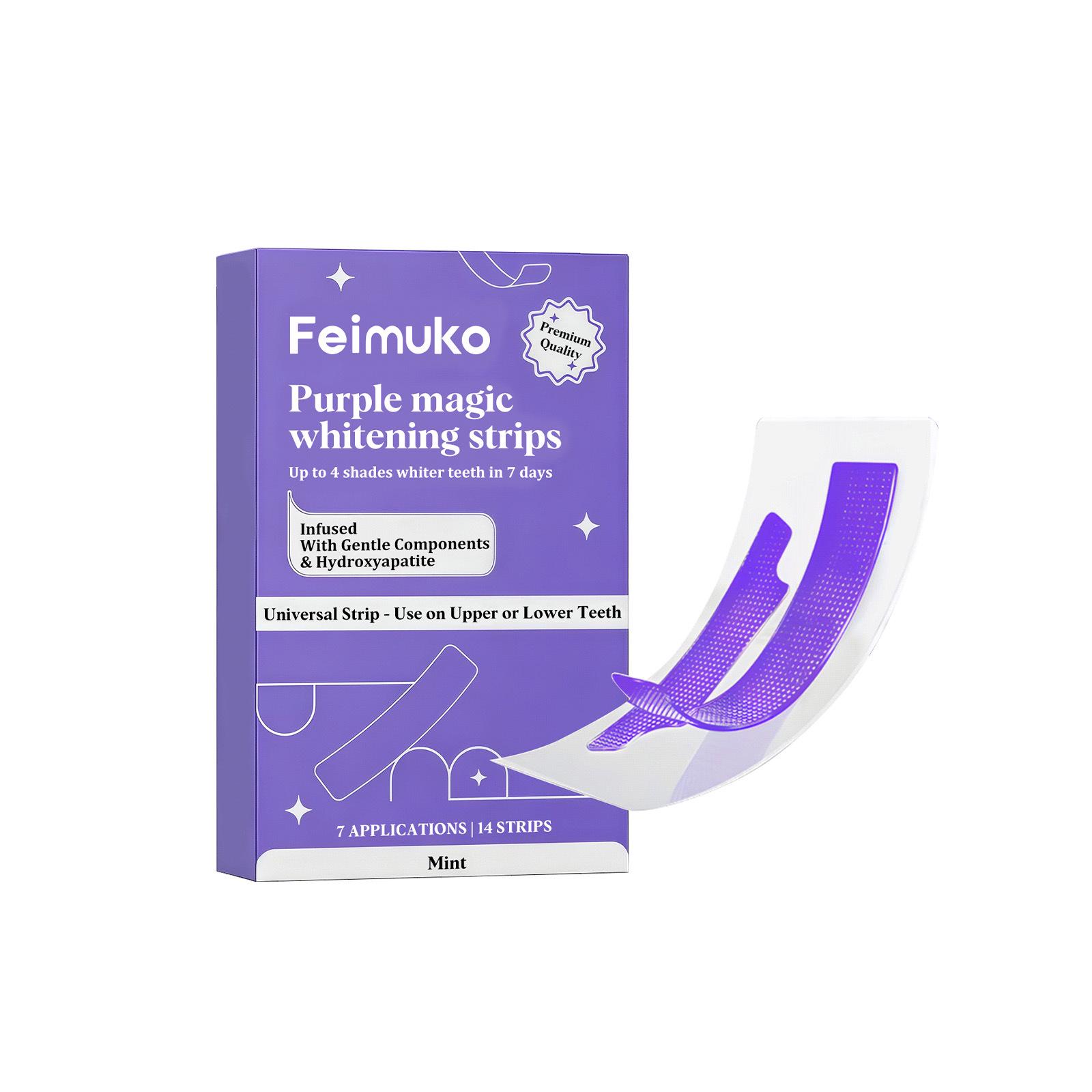

Feimuko Mint-Infused Purple Teeth Whitening Strips - Gentle, Non-Irritating, Invisible Fit