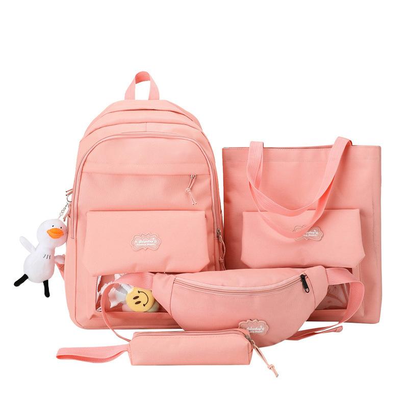 Four-piece Schoolbag Female Elementary School Student Crossbody Bag Middle School Student Backpack