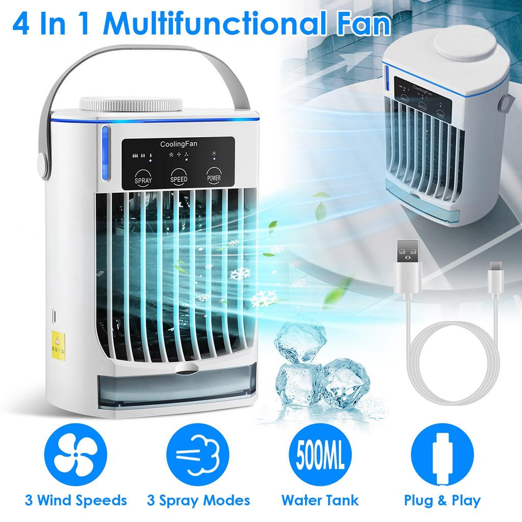 Ventilador de Ar Condicionado Evaporativo Portátil 3 Velocidades Spray Resfriador de Ar Pessoal com Névoa Fria Ventilador de Mesa Para Casa Escritório Quarto