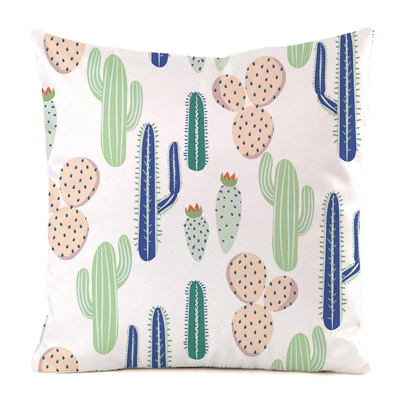 Cartoon Minimalist Cactus Style Digital Printing Short Plush Pillow Covers For Car Sofa Office Cushion Cover Home Goods