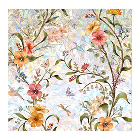 

Витражная оконная пленка для конфиденциальности, красочные цветочные наклейки на стекло, защита от УФ-лучей, контроль тепла, без клея, статические наклейки для декора дома, ванной комнаты, спальни, офиса 200cm