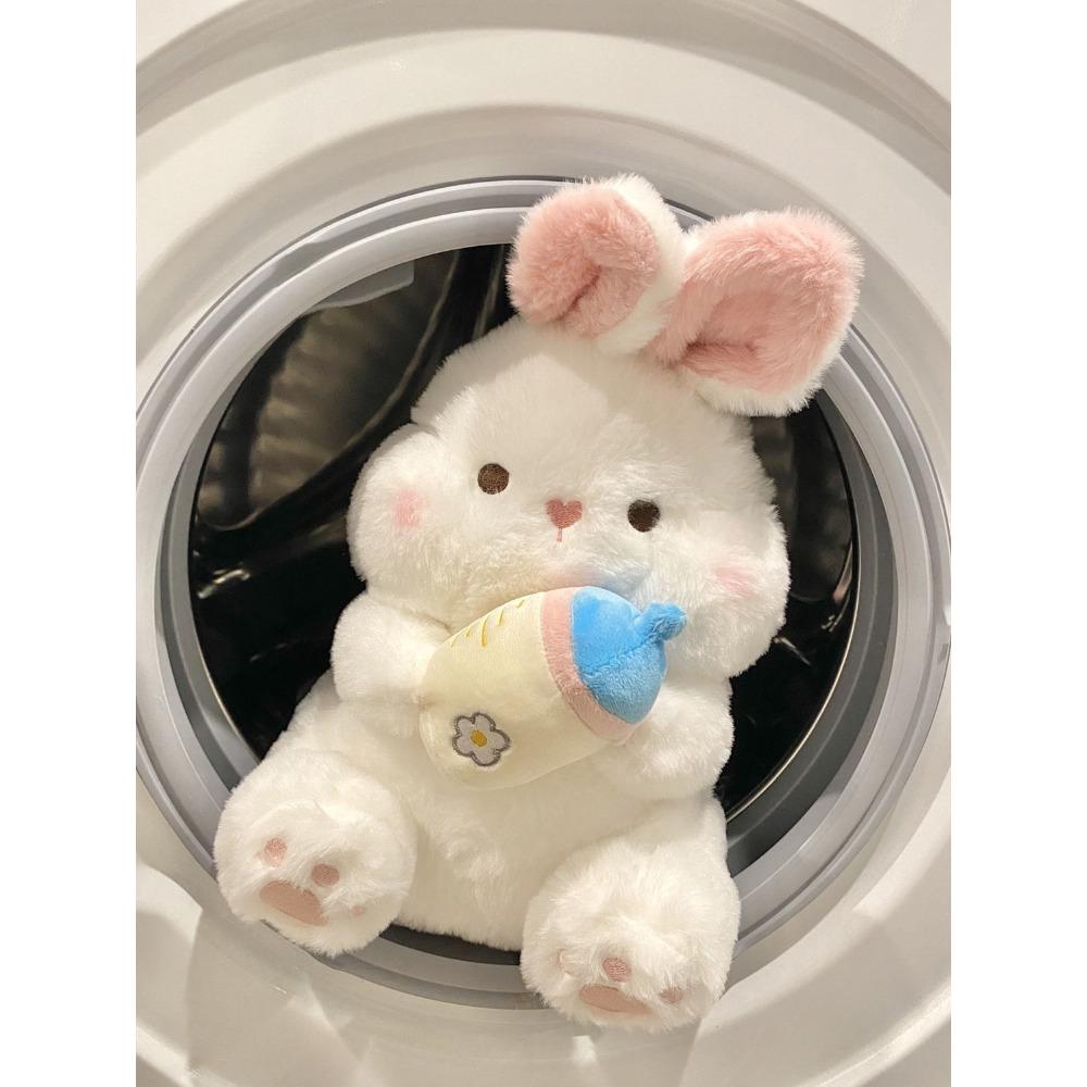 

Cute feeding bottle rabbit plush toy doll cute white rabbit throw pillow bed sleeping doll birthday gift 39cm