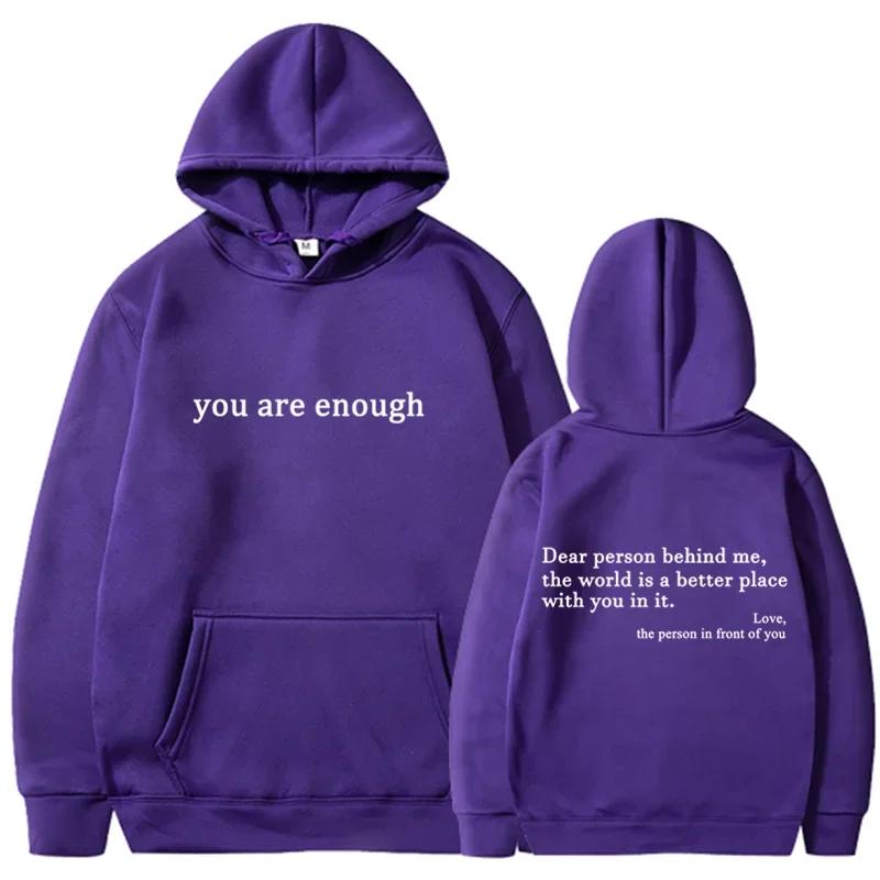 2025 Trendy You are enough Hoodie Men's and Women's Pullover Retro Hoodie Street Hip Hop Unisex Hot Selling Women's Hoodie Top