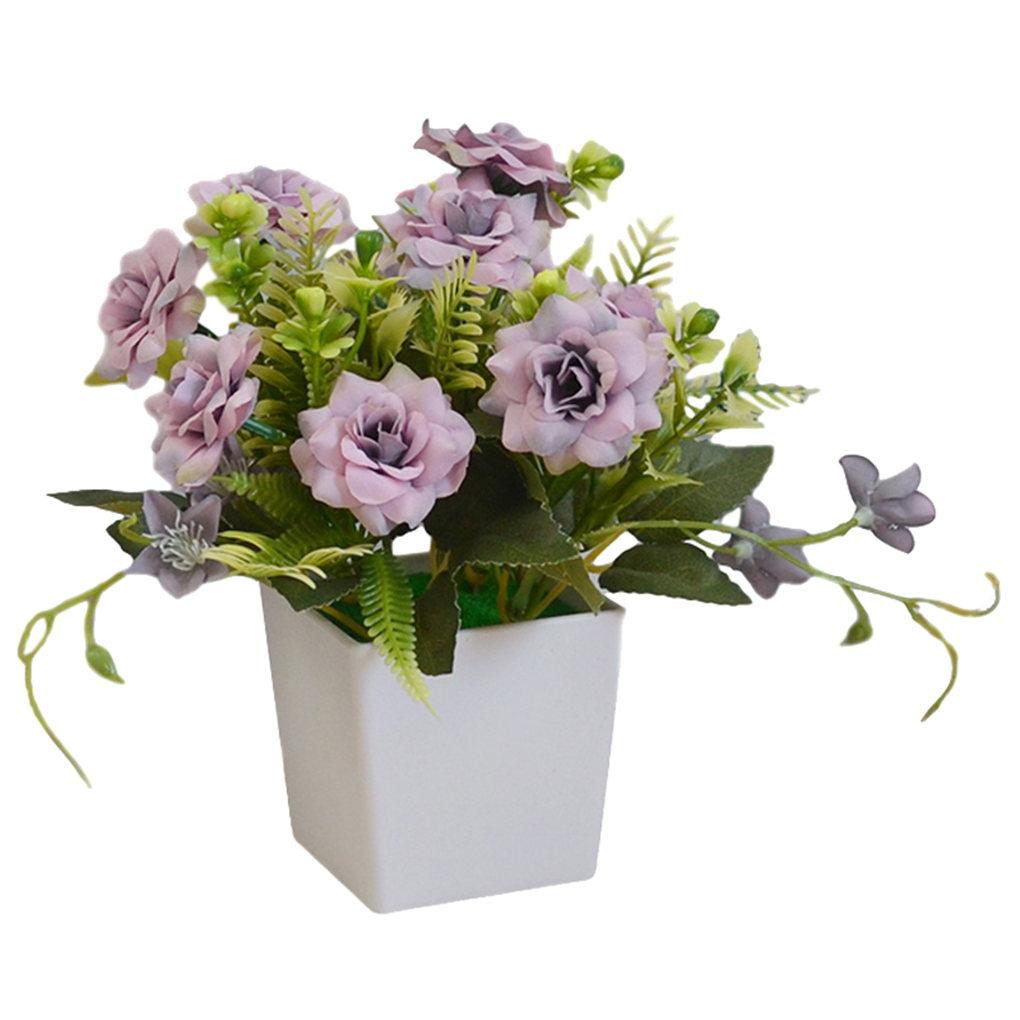 Artificial Potted Flower Lifelike Cloth Flower Plastic Flowerpot Simulation Decor