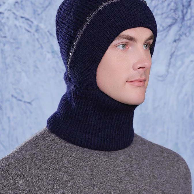 WTEMPO Men's Autumn Winter Ear/Face Protection Knitted Hats Cold-proof Windproof Outdoor Cycling Hats Solid Color Thick Warm Plush Inner Woolen Hats