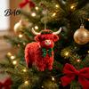 Lightweight Gifts for Friends Family Highland Yak Ornament Christmas Tree Hanging Decor, Cute 2D Flat Kids Room Decorations Acrylic Pendant with Gold