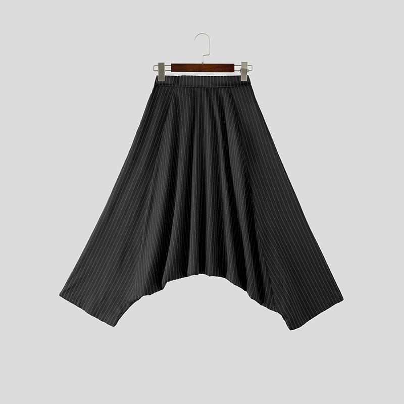 INCERUN Vintage Men Elastic Waist Gothic Striped Casual Baggy Drop-crotch Pants