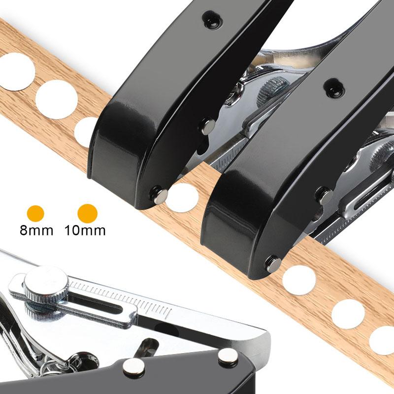 1 Set Single Hole Punch 8/10 MM Hole Edge Banding Punching Pliers Handheld Paper Hole Punch With Scale Heavy Duty Hole Puncher