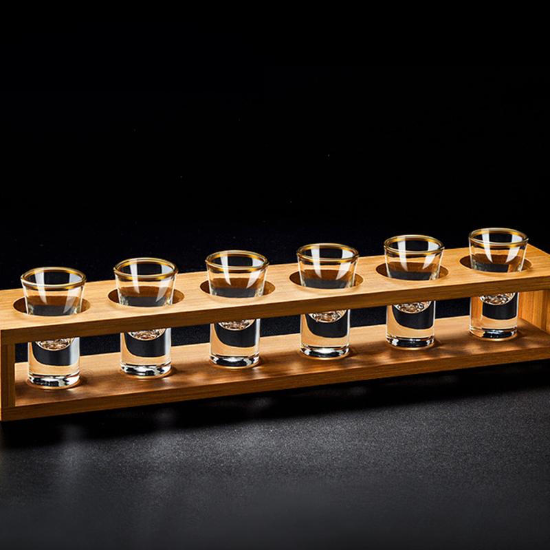 6pcs Glass Mini Capacity Golden Edge Shot Glass Cups Wine Glass Set Wine Cup Creative Gifts Transparent Drinkware Wine Dispenser
