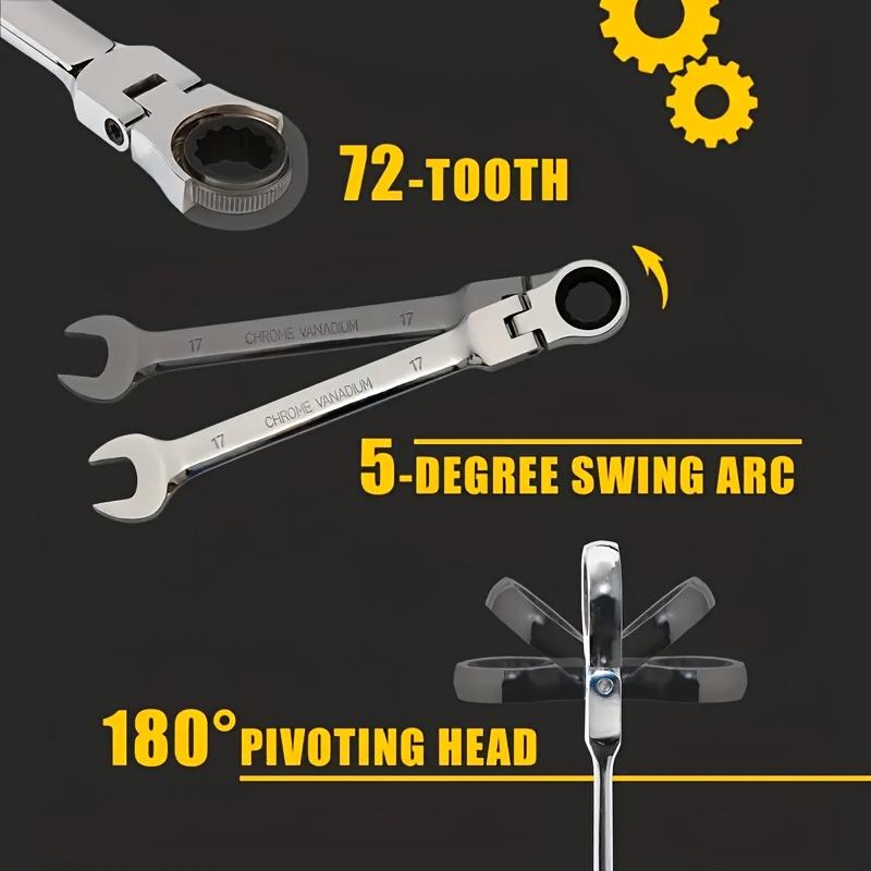 Multifunctional Dual-purpose Ratchet Tool, 8mm Combination Wrench with Removable Head, Reversible Torque Adjustment, Ultra-Durable Chrome