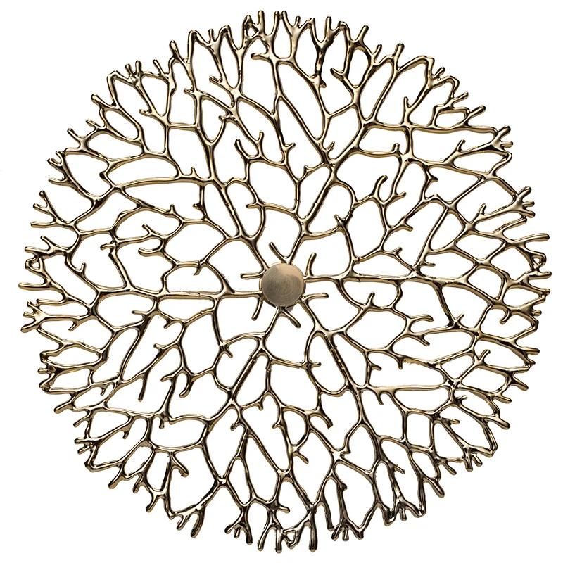 Background Home Decoration Wall Hanging Copper Pendant Metal Hollow Out Coral Lotus Leaf Fish Pond Goldfish Wall Decoration