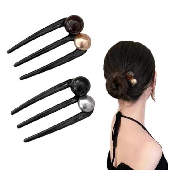 Hair comb chignon set 2 kanzashi stylish accessories arrangement voluminous traditional Japanese ornaments wedding party coming-of-age ceremony yukata