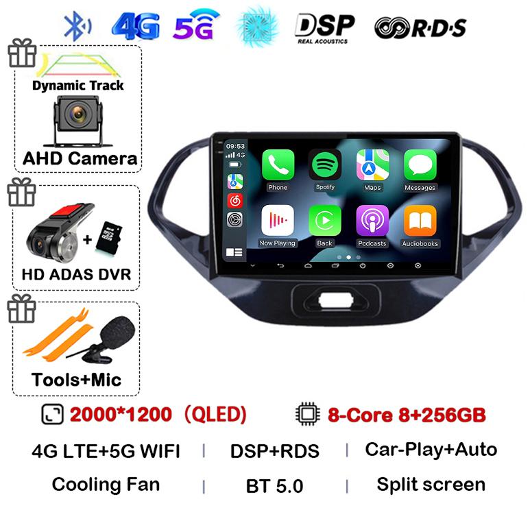 Android 14 Carplay Auto WIFI+4G Car Radio For Ford Figo 2015 2016 2017 2018 Multimedia Stereo Video Player GPS 360 Camera Audio