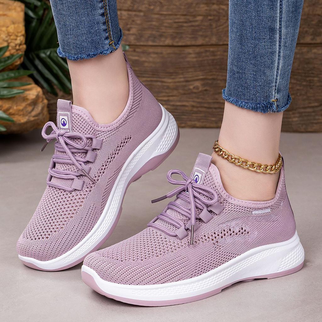 Women's Breathable Mesh Knit Lightweight Casual Sneakers Soft Sole Comfortable Sports Shoes Fashion Design Slip On Athletic Footwear