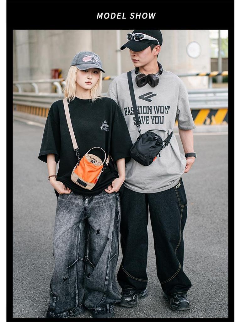 Multifunctional Drawstring Shoulder Bag for Mobile, Bottle & Sports - Large Capacity Crossbody Bag for Outdoor Cycling & Travel