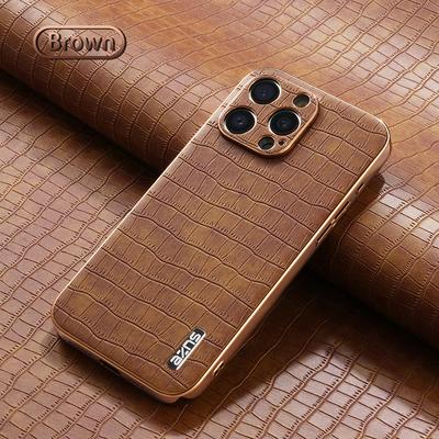 Luxusní kožený kryt na telefon s krokodýlím vzorem pro iPhone 16 15 Pro 14 13 12 Pro Max 11 Ochranný zadní kryt objektivu odolný proti nárazům