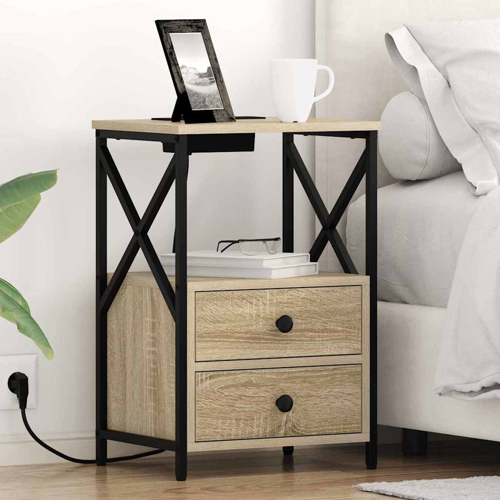 Nightstand Set 2 pcs Sonoma Oak Finish 40 x 31 x 60 cm Engineered Wood