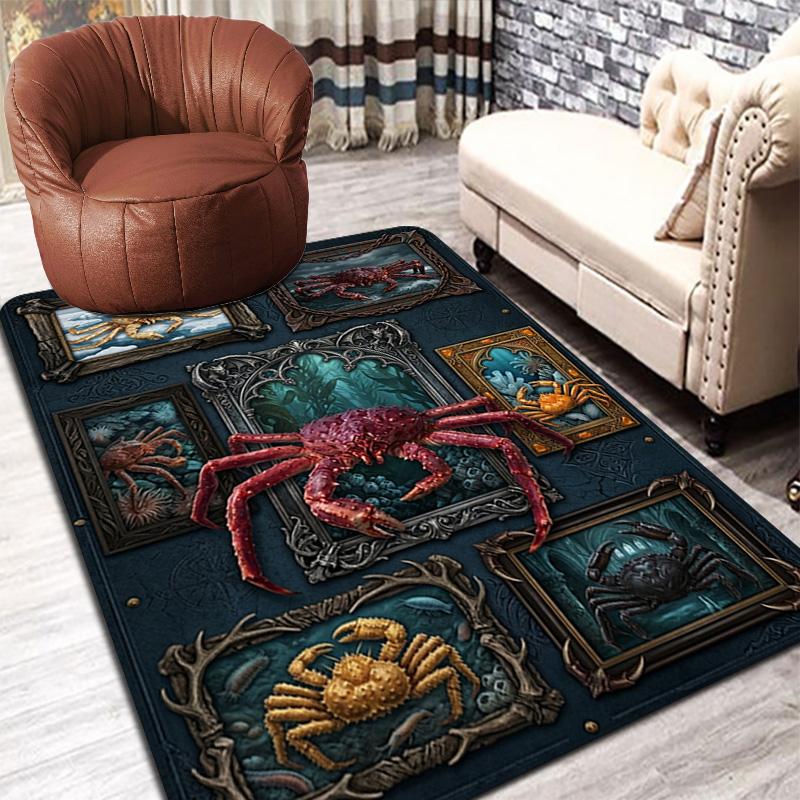 Crab Gallery Pattern Rug Floor Mat for Living Room or Bedroom Soft and Comfortable Carpet a Gift for Birthday and Holiday.