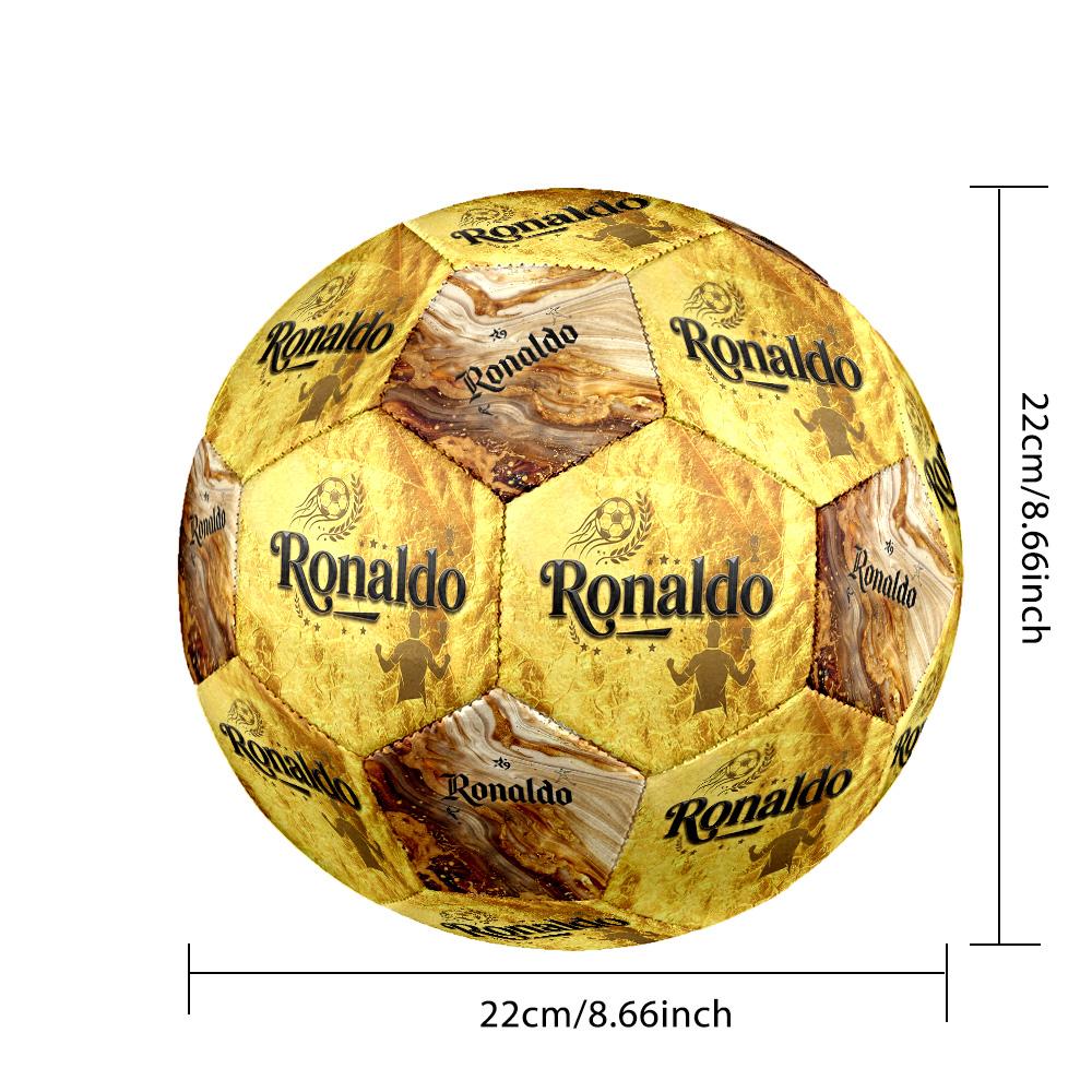 Ronaldo's Golden Ronaldo Celebration Soccer Ball Size 5 Football Machine Sewn Indoor/Outdoor Universal Football Ideal for Soccer Enthusiasts