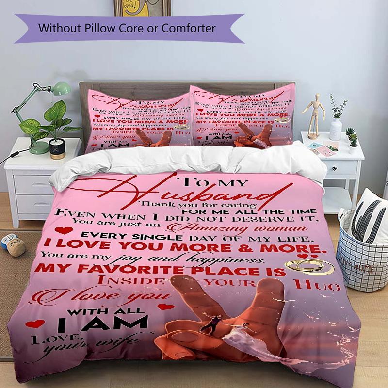 3pcs Wedding Anniversary Gift Duvet Cover Set - Machine Washable, Includes 1 Cover and 2 Pillowcases, No Core Included yy251013135