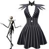 Anime Jack Skellington Cosplay Costume Christmas Outfit Black Stripe Dress For Woman Halloween Costume For Woman