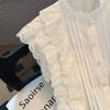 Fashion Flying Sleeve White Shirts Vintage Sleeveless Ruffled Lace Blouse for Woman Woman Elegant Casual Sweet Tops