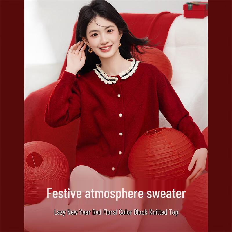 Women s Round Neck Long Sleeve Knit Sweater M