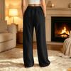 Pajama Pants Women Fuzzy  Wide Leg Elastic Waist Trousers