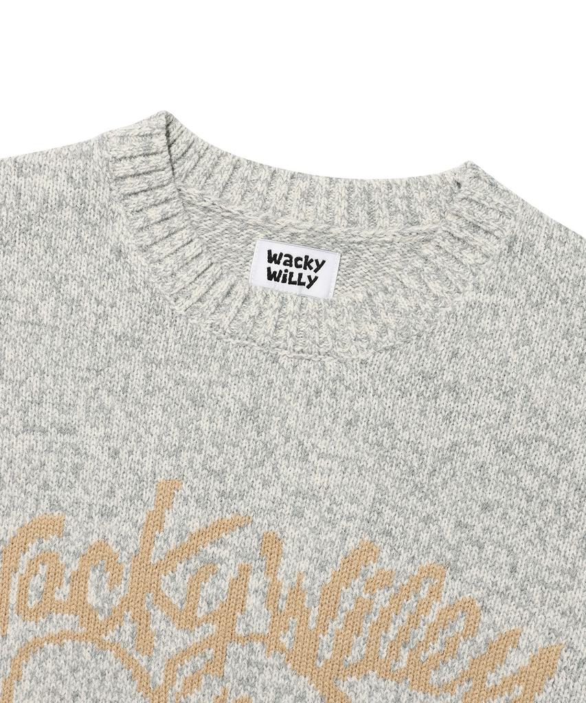 WACKY WILLY Big Lily Graphic Pullover Knit Grey