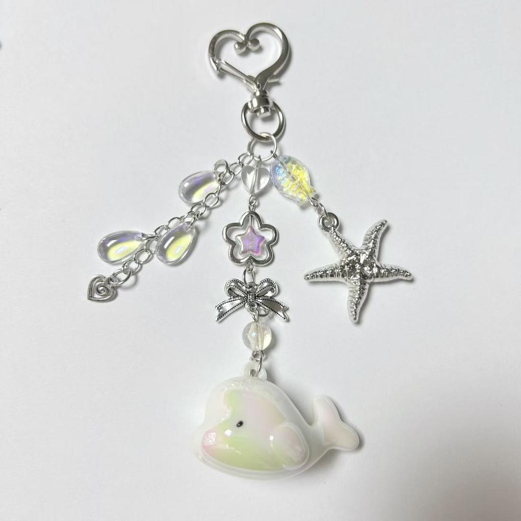Y2K Whale Shell Starfish Lanyard Phone Charms Ins Style Beaded Keychain Mobile Phone Camera Charms for Girl Gifts