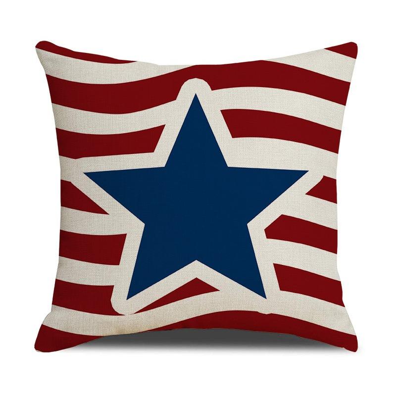 Th of July Printed Home Decor Pillow Cover Bedroom Living Room Sofa Decoration Polyester Cushion Cover with Zipper