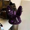 1Pcs Gothic Plush Rabbit Keychain With Soft Fluffy Texture And Cool Punk Design Perfect For Bag Decoration And Gifting
